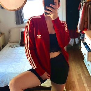 Adidas Track Jacket in Red - Last Chance to Purchase!